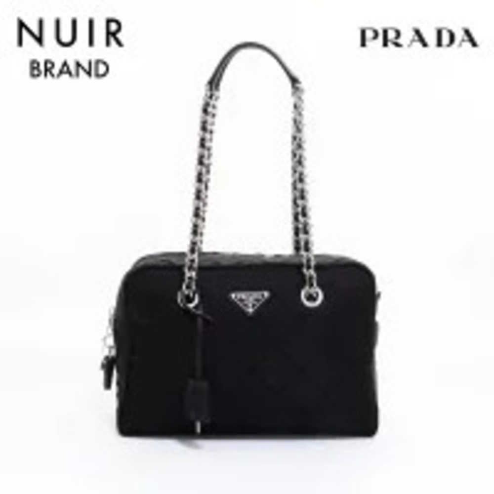 Prada quilted shoulder bag black